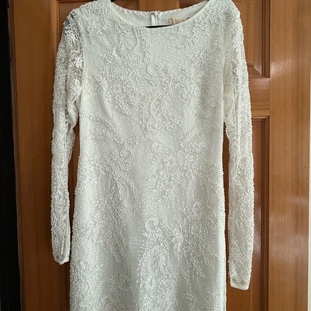 Elegant White Lace Long-Sleeve Mini Dress - Alter’d State - Picture 5 of 5